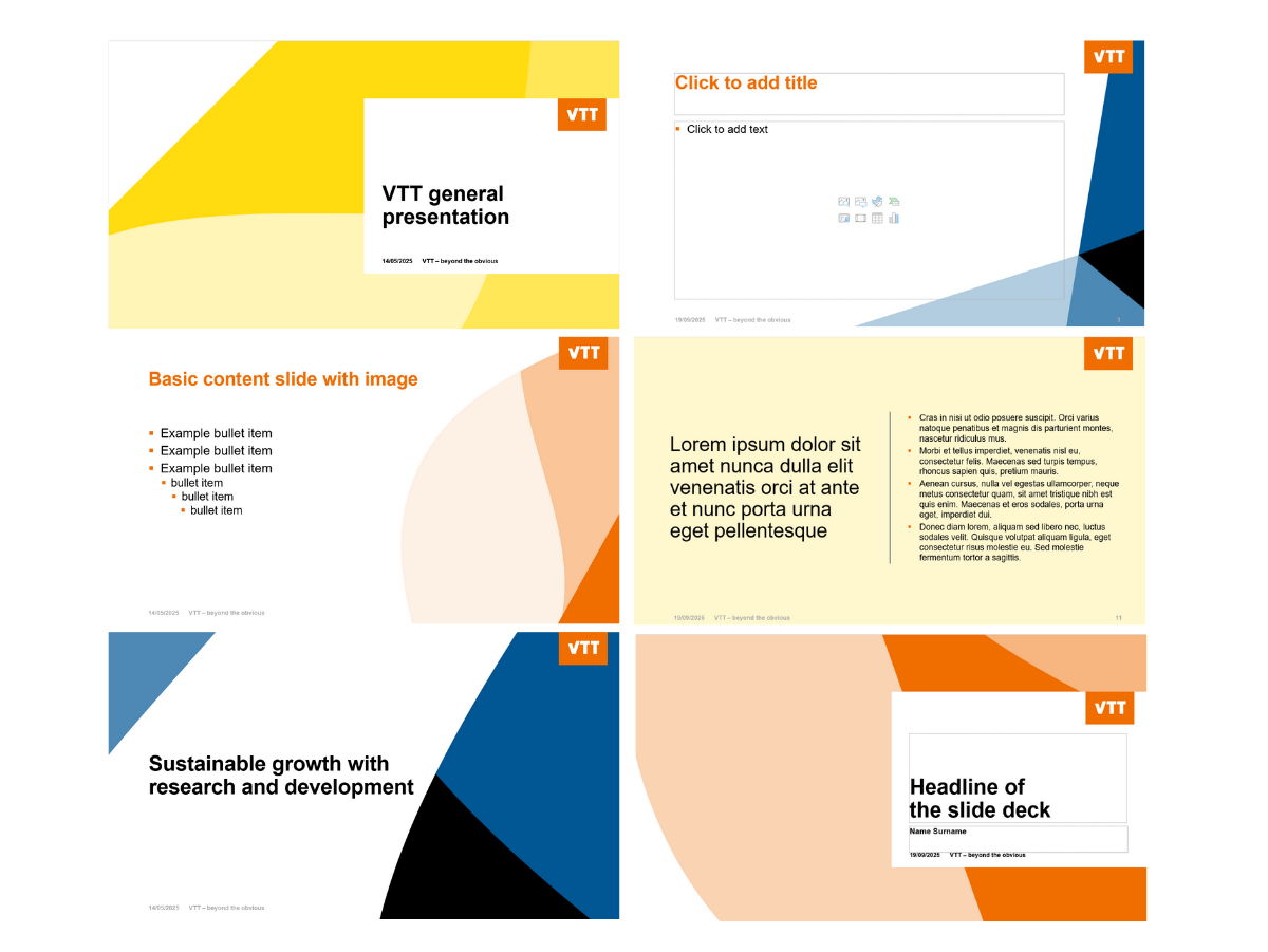Examples of VTT's PowerPoint visuals.